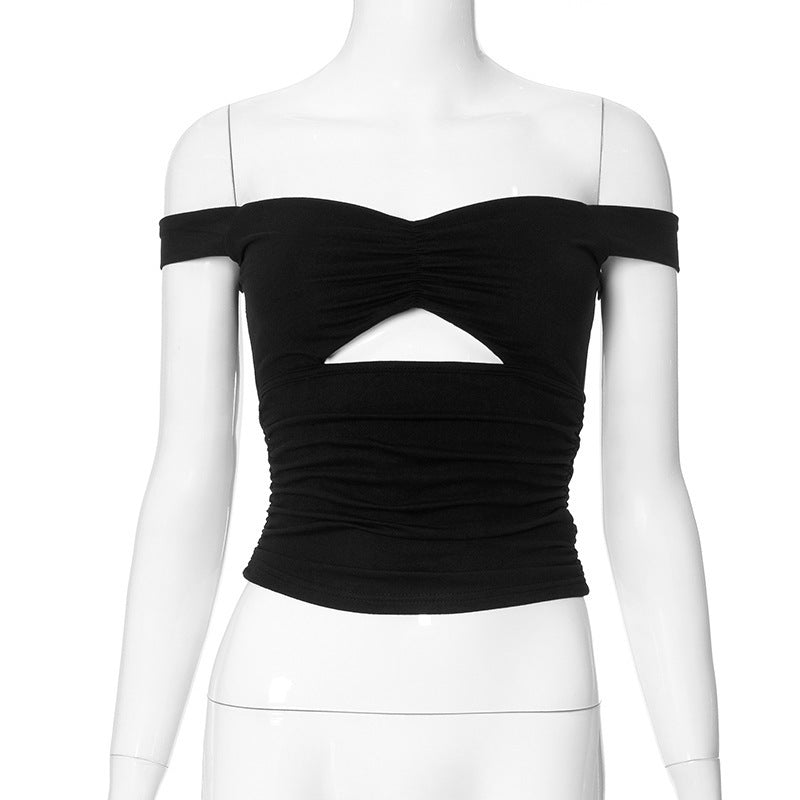 Dam elastisk Off-Shoulder-top med rynkning och utskärning Mirla-Eva Jonsson