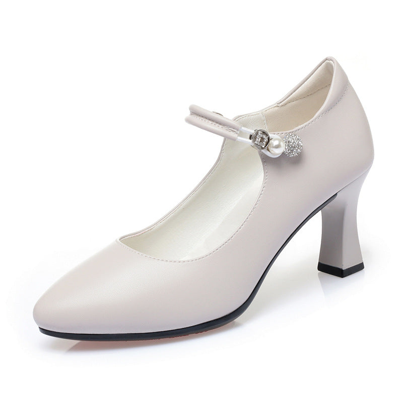 Dam elegant Mary Jane pumps med dekorerade remmar och bekväm blockklack Mirla-Eva Jonsson