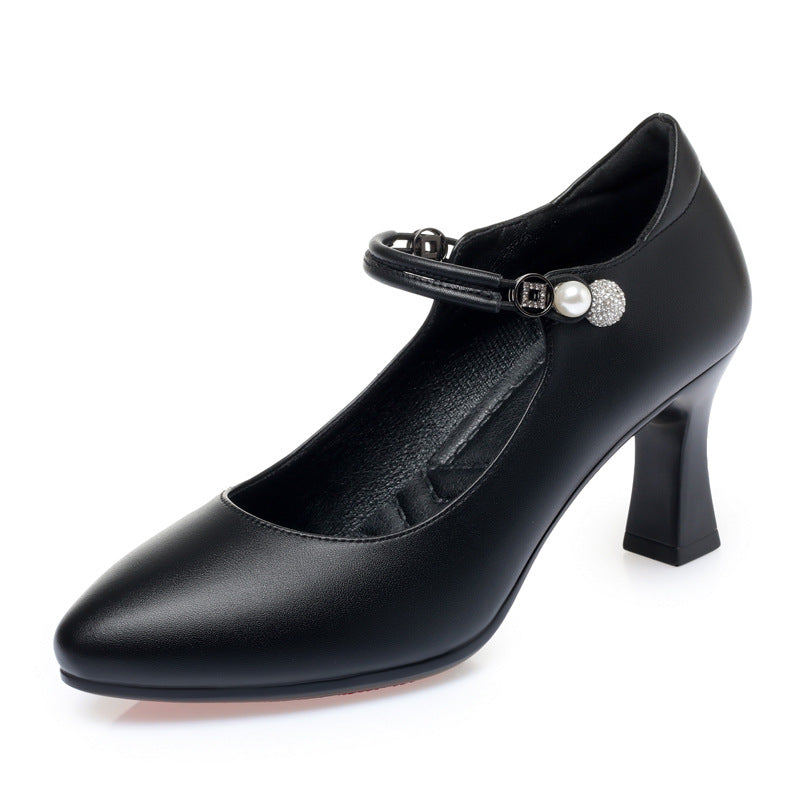 Dam elegant Mary Jane pumps med dekorerade remmar och bekväm blockklack Mirla-Eva Jonsson