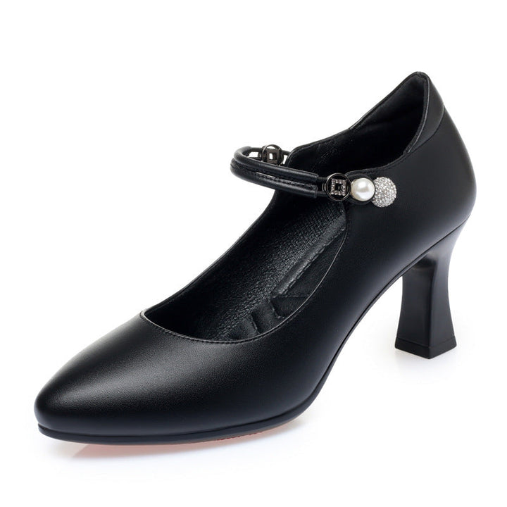 Dam elegant Mary Jane pumps med dekorerade remmar och bekväm blockklack Mirla-Eva Jonsson