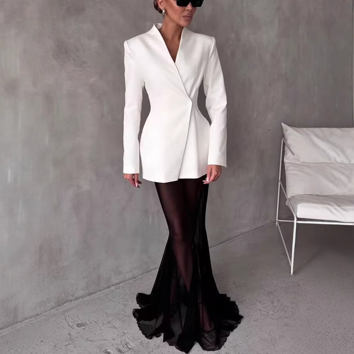 Dam elegant asymmetrisk blazerjacka med moderna detaljer Eva Jonsson-Eva Jonsson