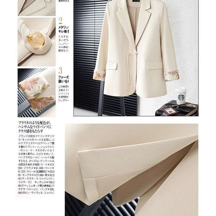 Dam elegant blazer ensemble med blommig foder Mirla-Eva Jonsson