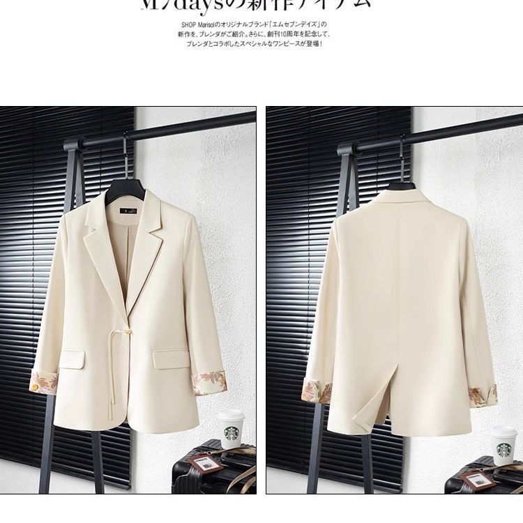 Dam elegant blazer ensemble med blommig foder Mirla-Eva Jonsson