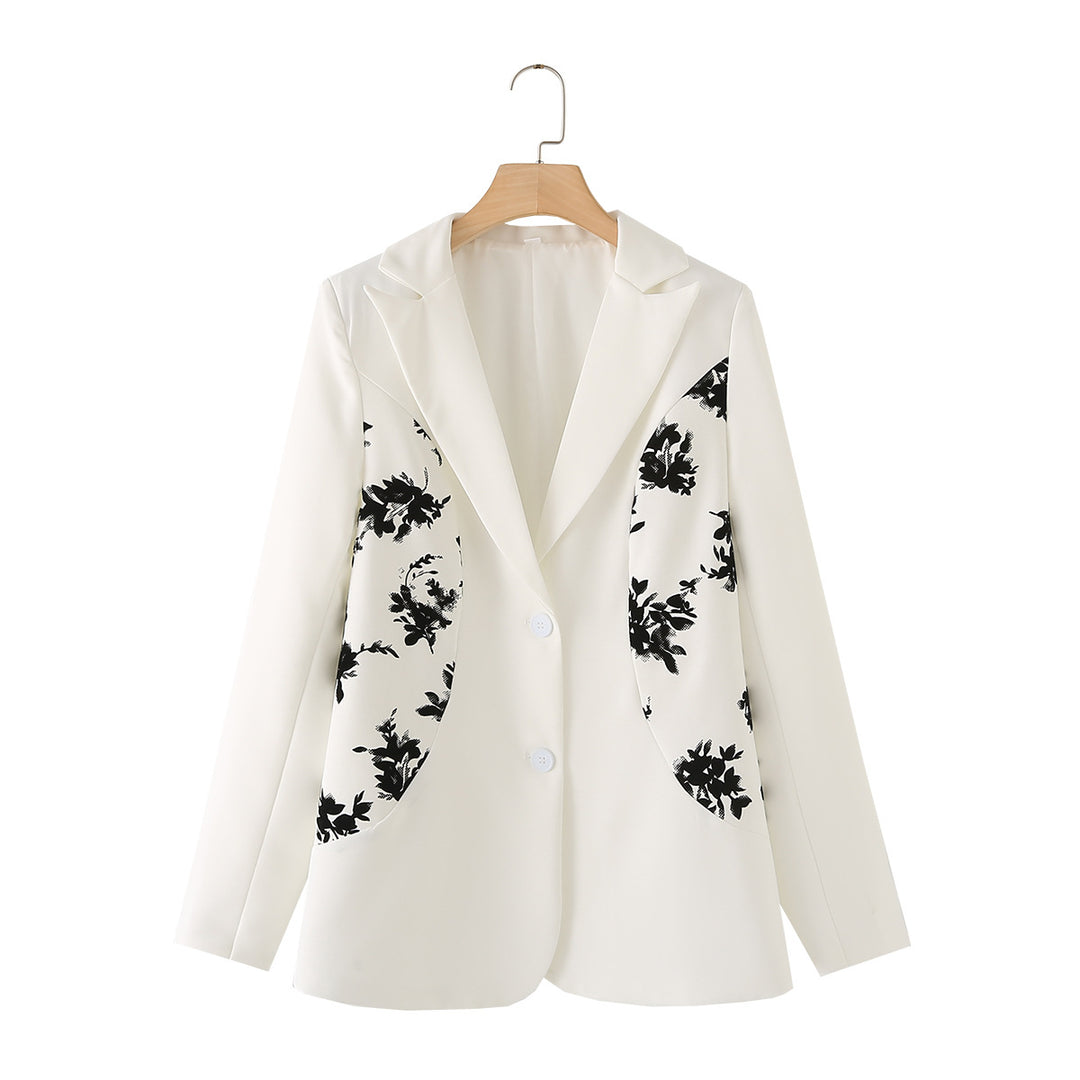 Dam elegant blazerjacka med blommiga detaljer och högkvalitativ bearbetning Eva Jonsson-Eva Jonsson