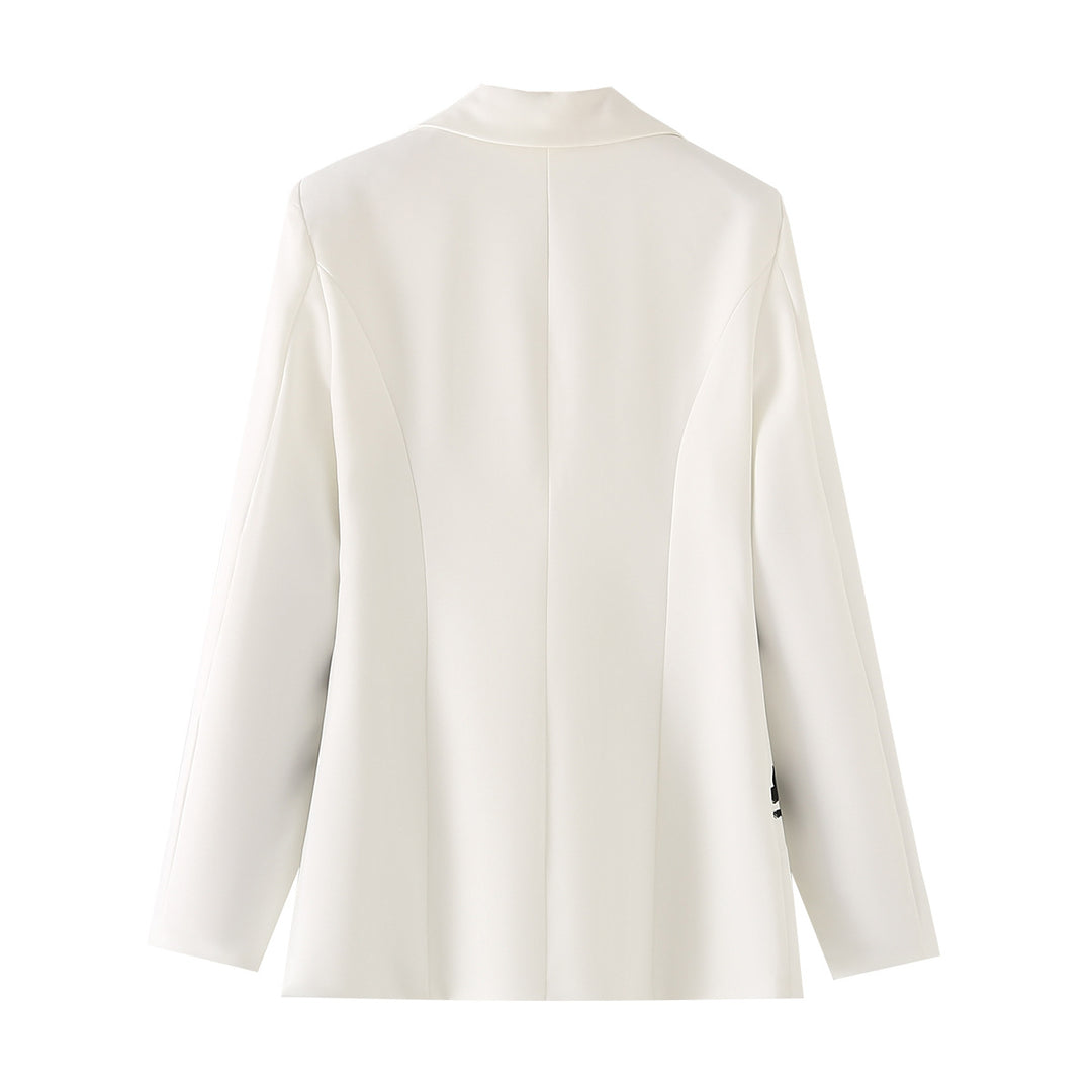 Dam elegant blazerjacka med blommiga detaljer och högkvalitativ bearbetning Mirla-Eva Jonsson