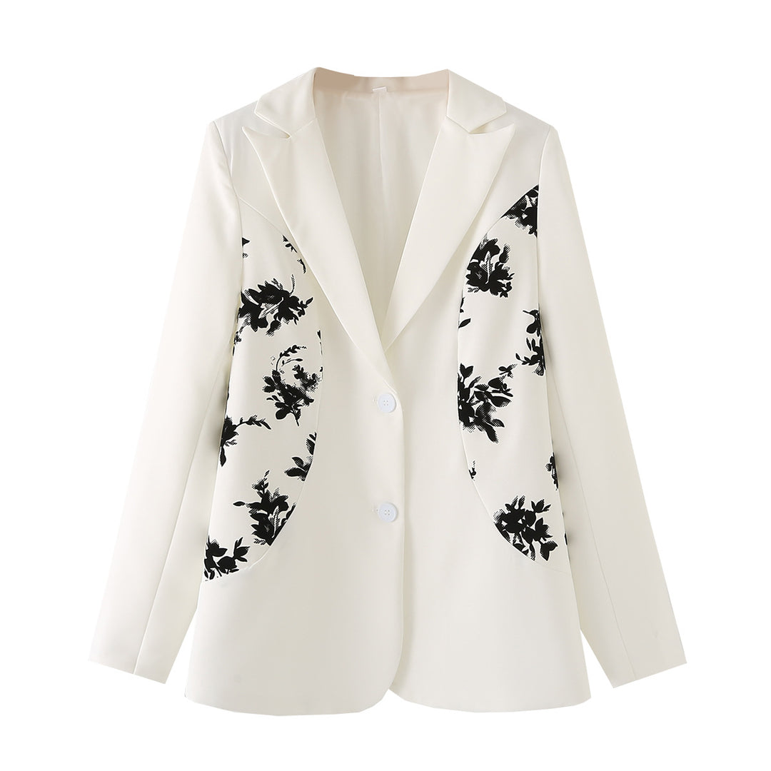 Dam elegant blazerjacka med blommiga detaljer och högkvalitativ bearbetning Mirla-Eva Jonsson