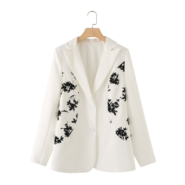 Dam elegant blazerjacka med blommiga detaljer och högkvalitativ bearbetning Mirla-Eva Jonsson