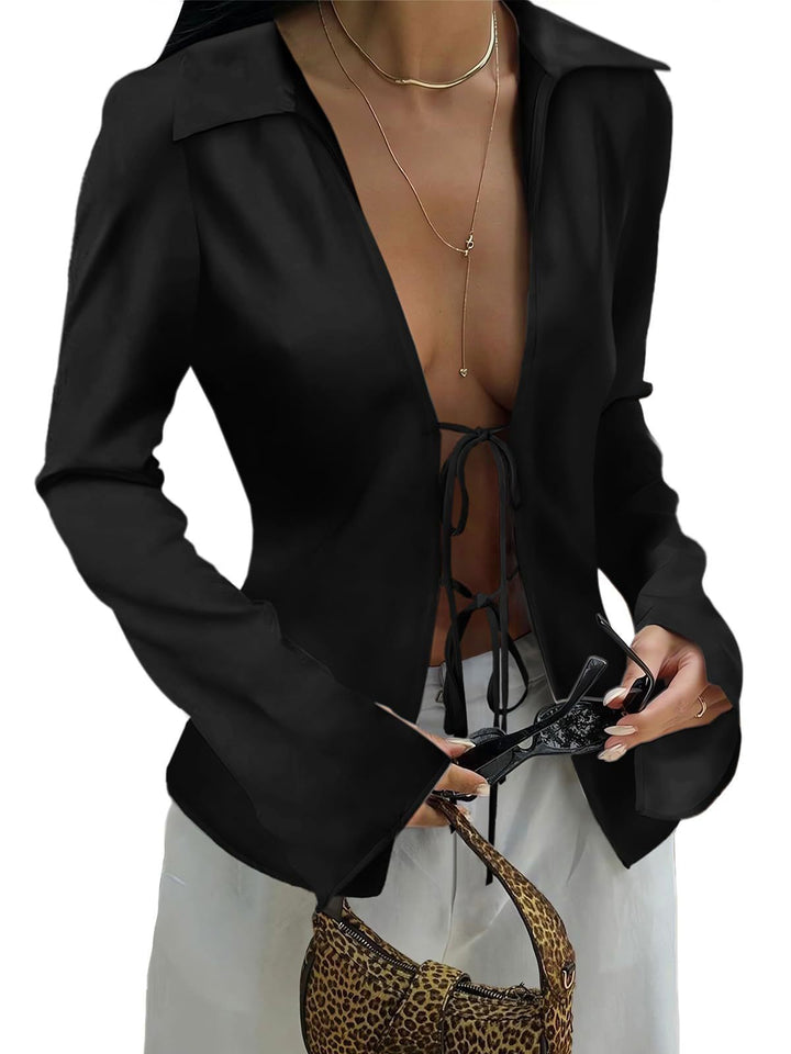 Dam elegant blus med dragsko Mirla-Eva Jonsson