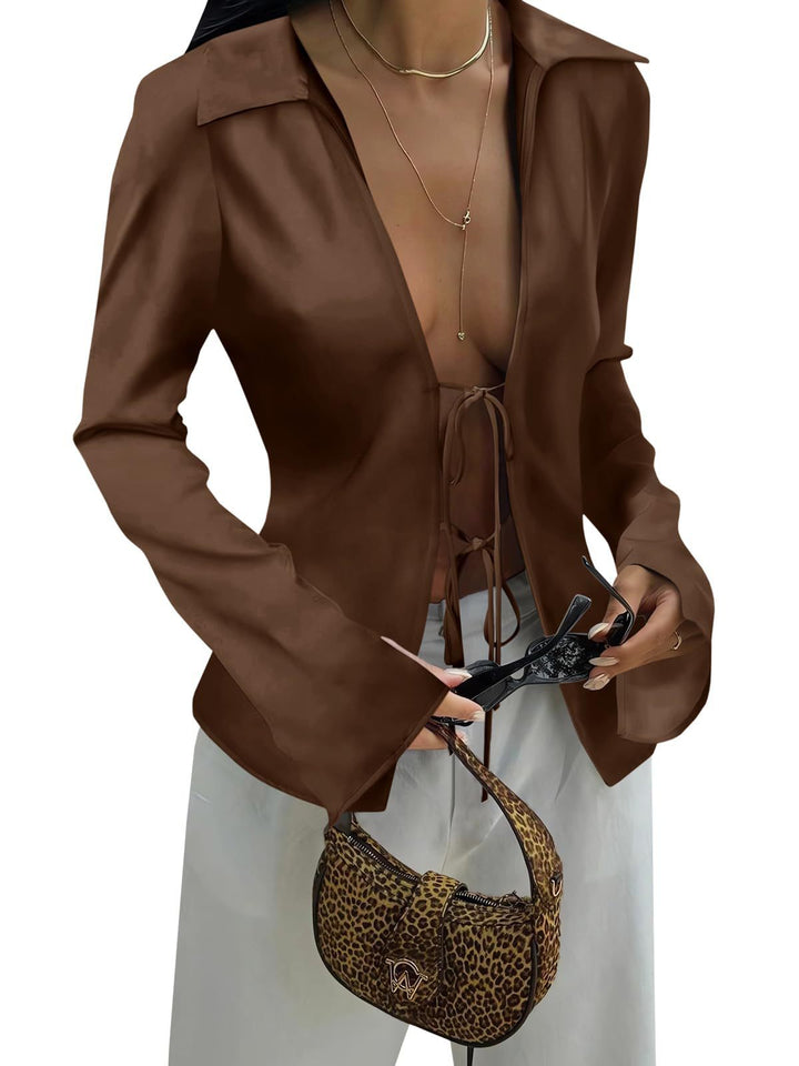 Dam elegant blus med dragsko Mirla-Eva Jonsson