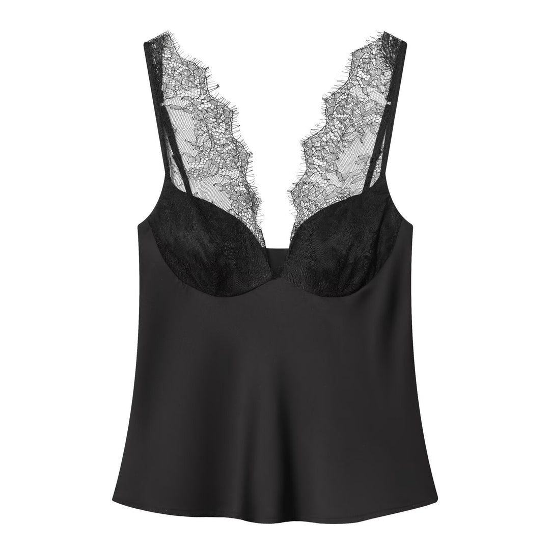 Dam elegant camisole-top med spetsdetaljer och högkvalitativt tyg Mirla-Eva Jonsson