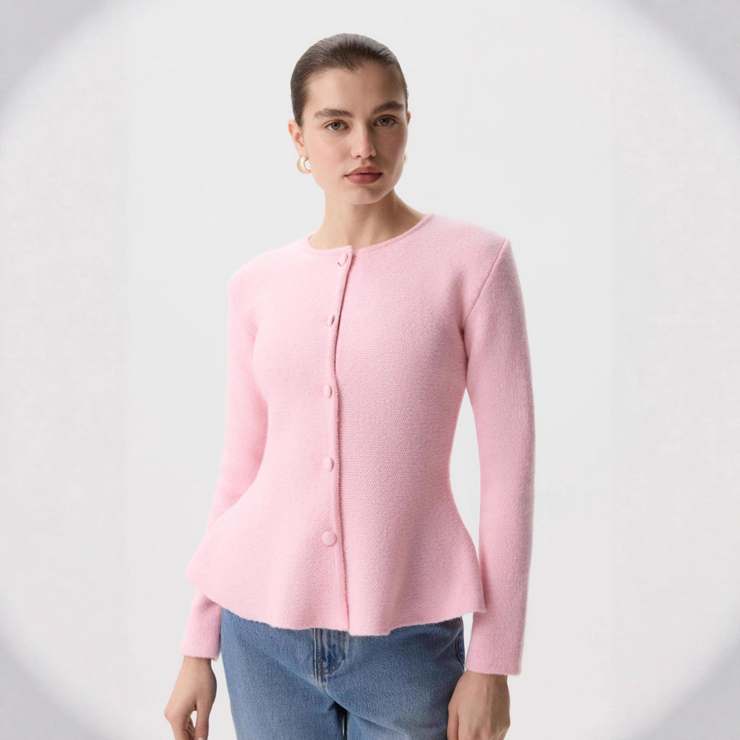 Dam elegant cardigan med texturerad design och figurnära passform Mirla-Eva Jonsson