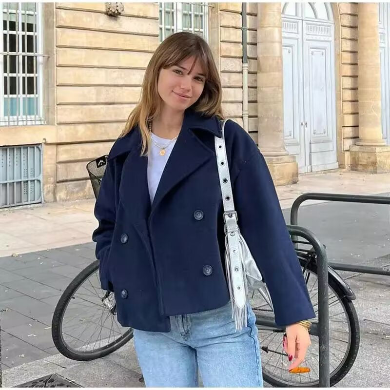 Dam elegant cropped blazerjacka med dubbel knapprad Mirla-Eva Jonsson