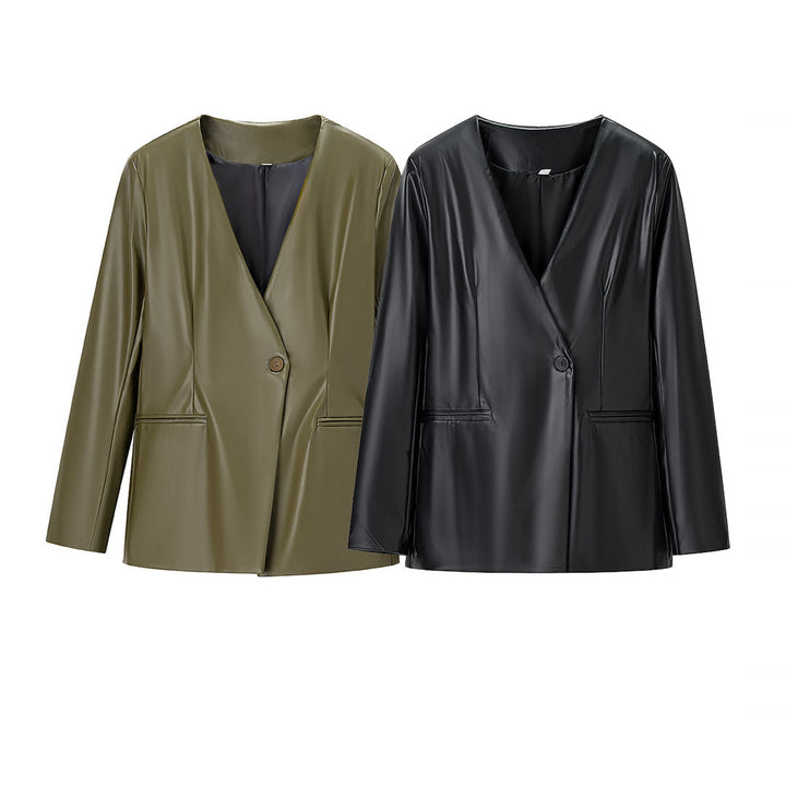 Dam elegant konstläderjacka Eva Jonsson-Eva Jonsson