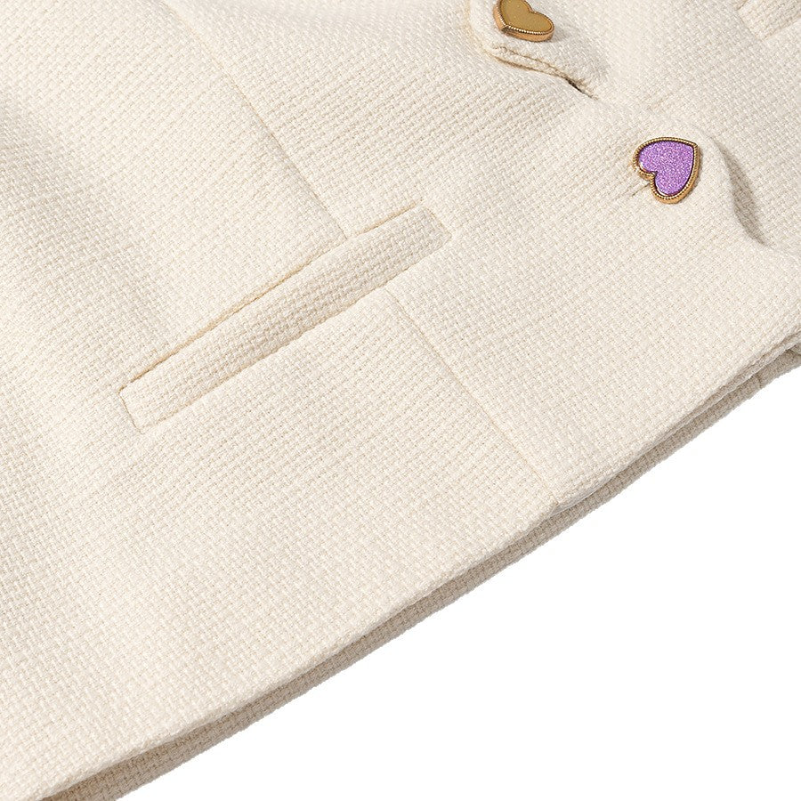 Dam elegant kort skuren blazerjacka med hjärtformade knapppdetaljer Eva Jonsson-Eva Jonsson