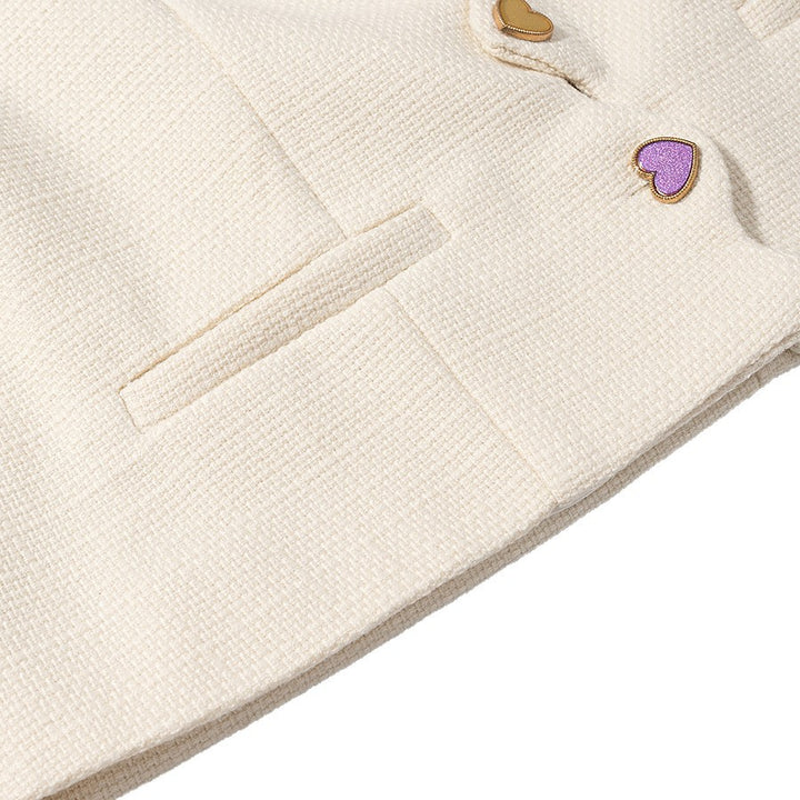 Dam elegant kort skuren blazerjacka med hjärtformade knapppdetaljer Eva Jonsson-Eva Jonsson