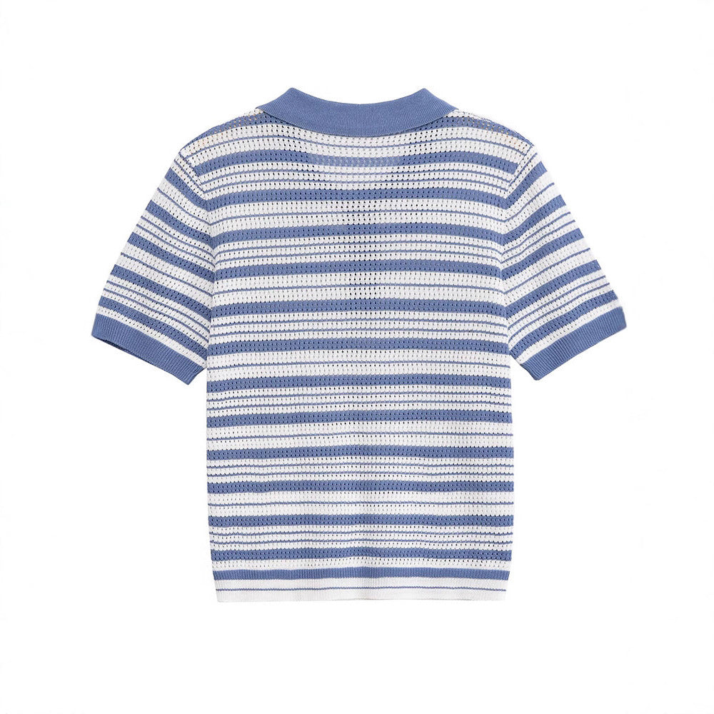 Dam elegant kortärmad polo med strukturerad väv och klassisk krage Eva Jonsson-Eva Jonsson