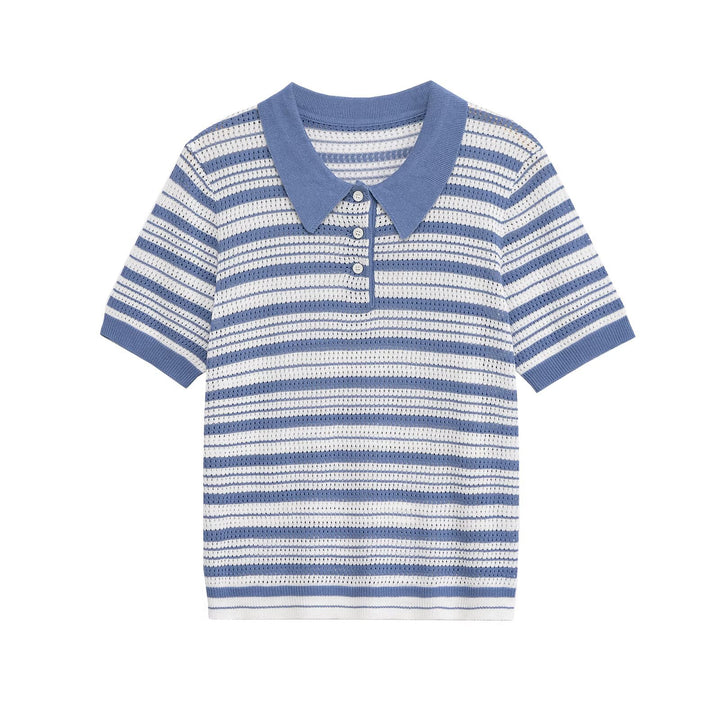 Dam elegant kortärmad polo med strukturerad väv och klassisk krage Eva Jonsson-Eva Jonsson