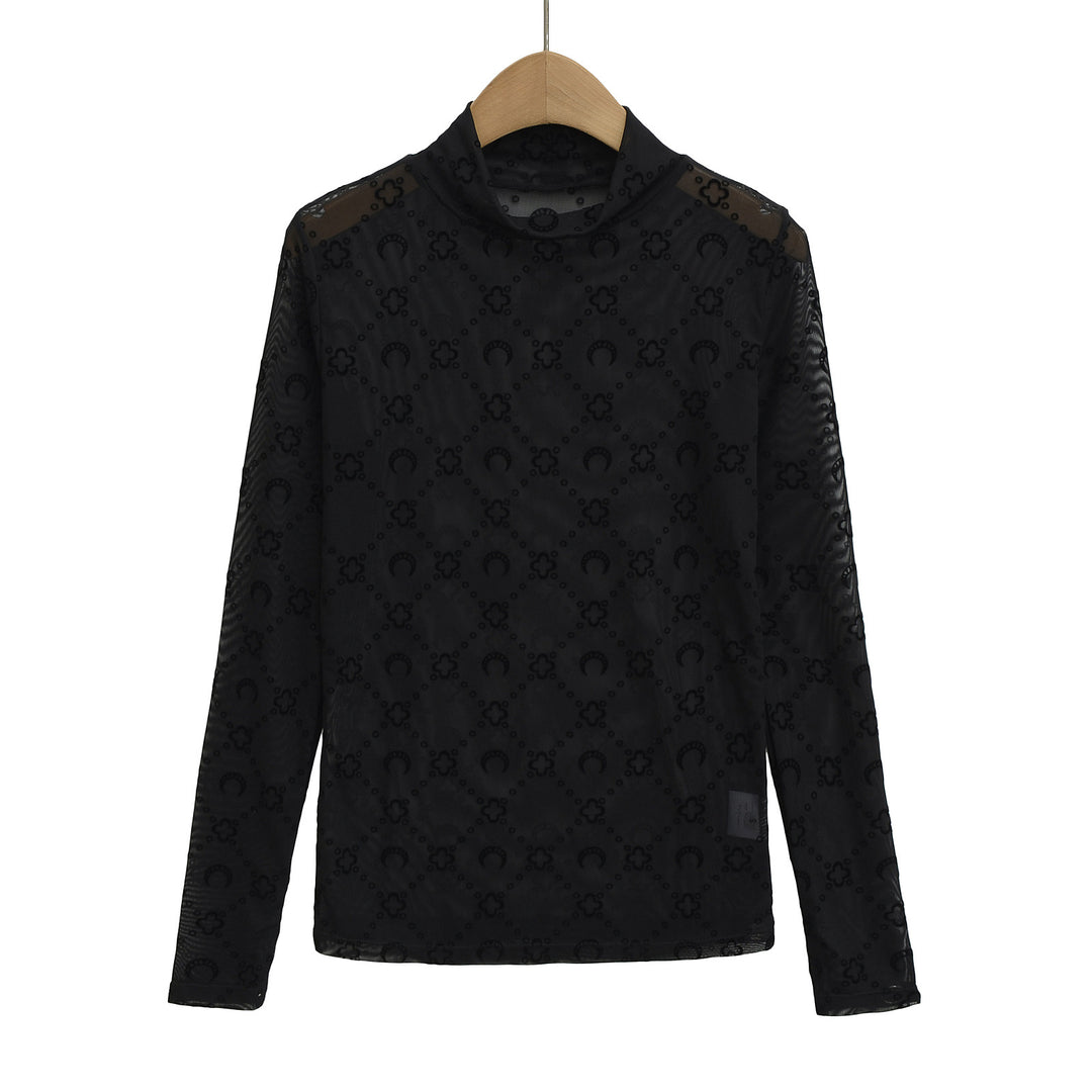 Dam elegant långärmad topp med genomskinliga insatser Eva Jonsson-Eva Jonsson