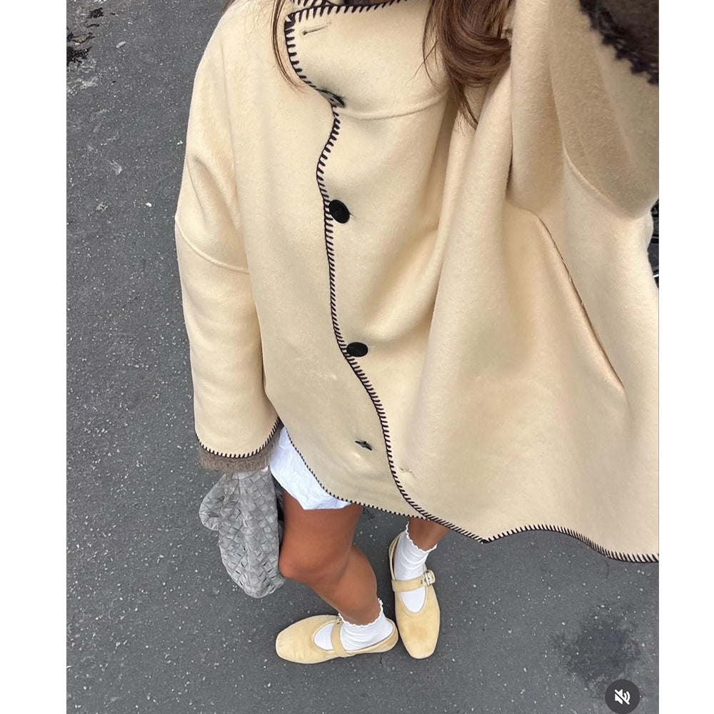 Dam elegant övergångsjacka i fin ullblandning med hög krage Eva Jonsson-Eva Jonsson