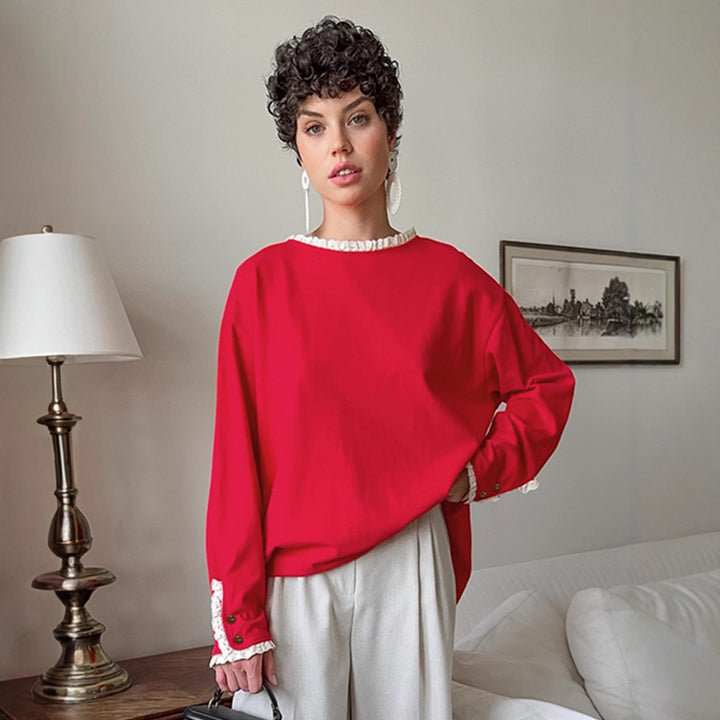Dam elegant oversized tröja med volangärmar Mirla-Eva Jonsson