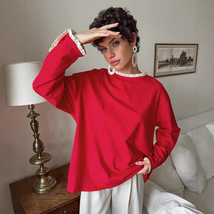 Dam elegant oversized tröja med volangärmar Mirla-Eva Jonsson