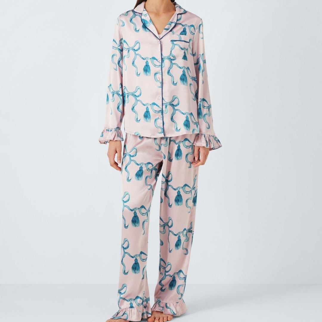 Dam elegant pyjamas set med volangdetaljer Eva Jonsson-Eva Jonsson