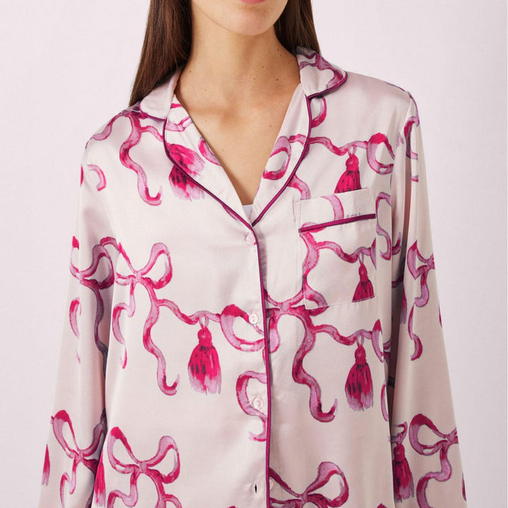 Dam elegant pyjamas set med volangdetaljer Eva Jonsson-Eva Jonsson