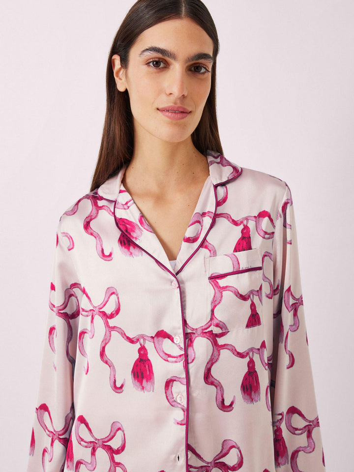 Dam elegant pyjamas set med volangdetaljer Eva Jonsson-Eva Jonsson