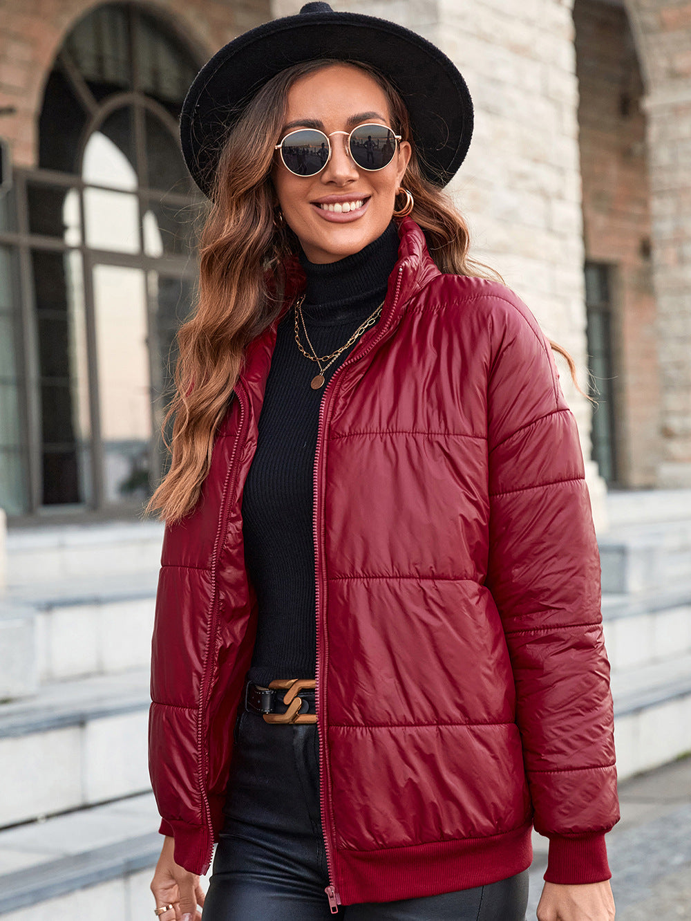 Dam elegant quiltad jacka med hög krage och moderna fickor Eva Jonsson-Eva Jonsson