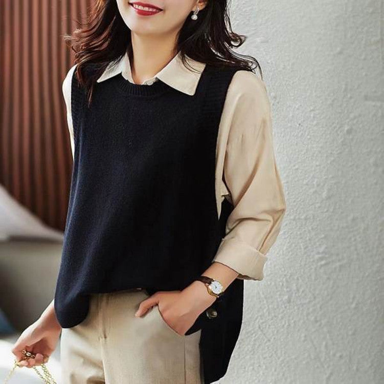 Dam elegant stickad väst med knappdetaljer och tidlös design Mirla-Eva Jonsson