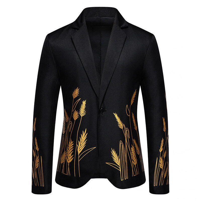 Dam eleganta blazer med konstnärligt växtmönster och fin textur Mirla-Eva Jonsson