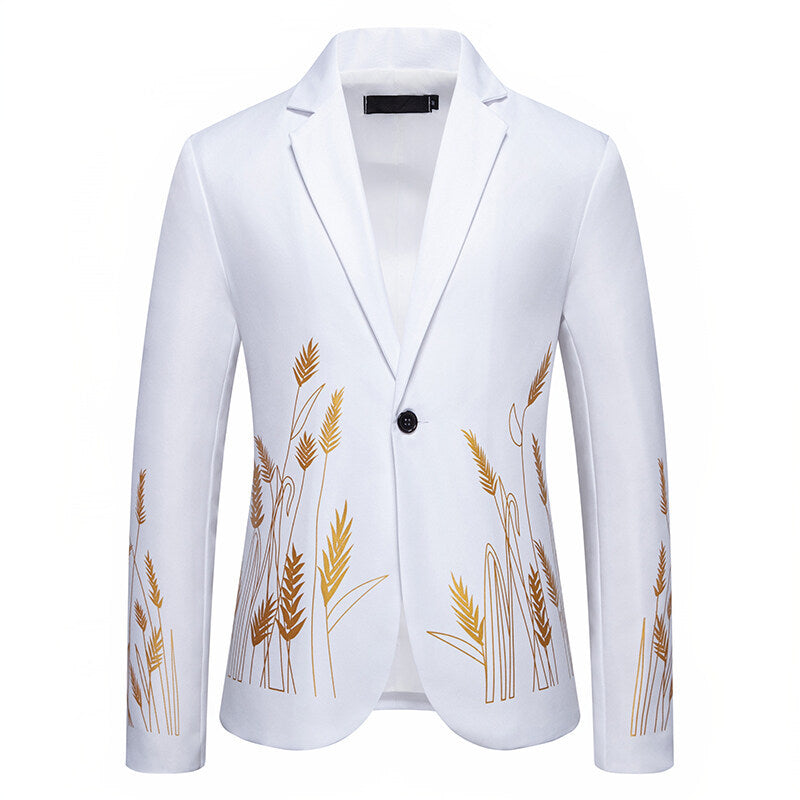 Dam eleganta blazer med konstnärligt växtmönster och fin textur Mirla-Eva Jonsson