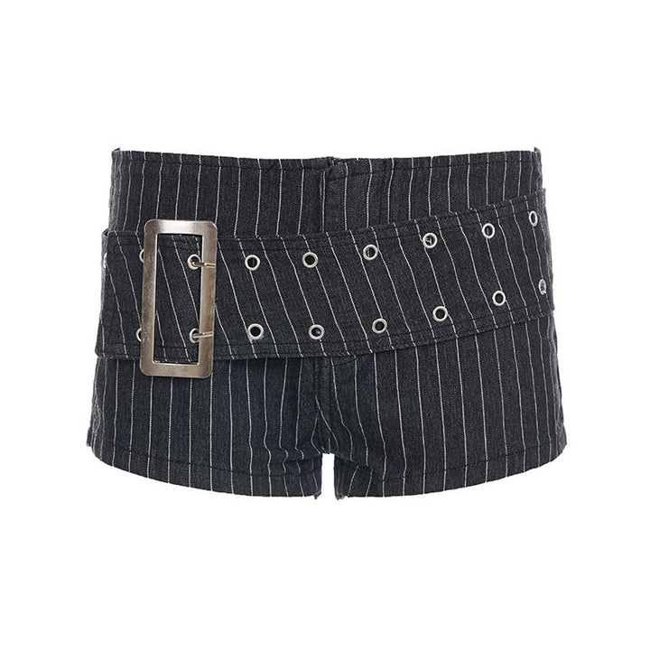 Dam fashion shorts with wide belt and decorative eyelets Mirla-Eva Jonsson