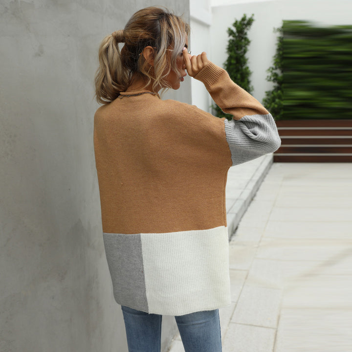 Dam fluffig tröja med moderiktig färgblockdesign Eva Jonsson-Eva Jonsson