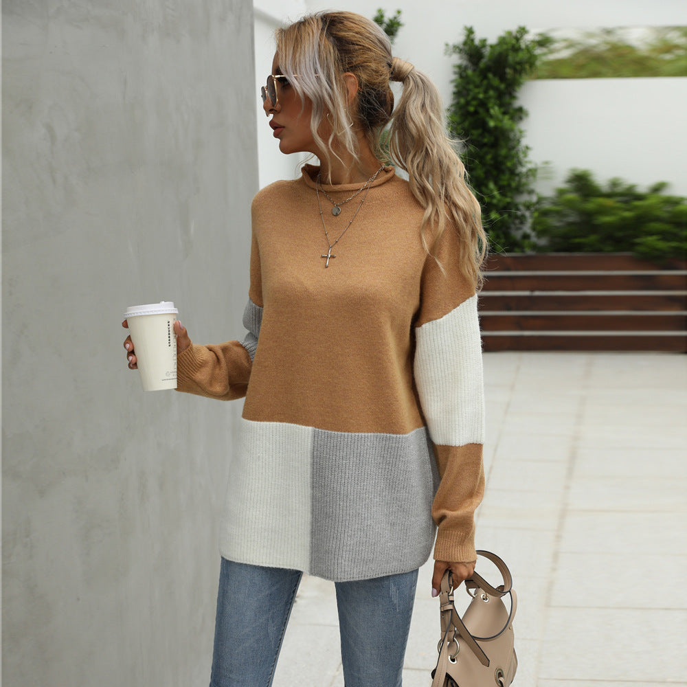 Dam fluffig tröja med moderiktig färgblockdesign Eva Jonsson-Eva Jonsson