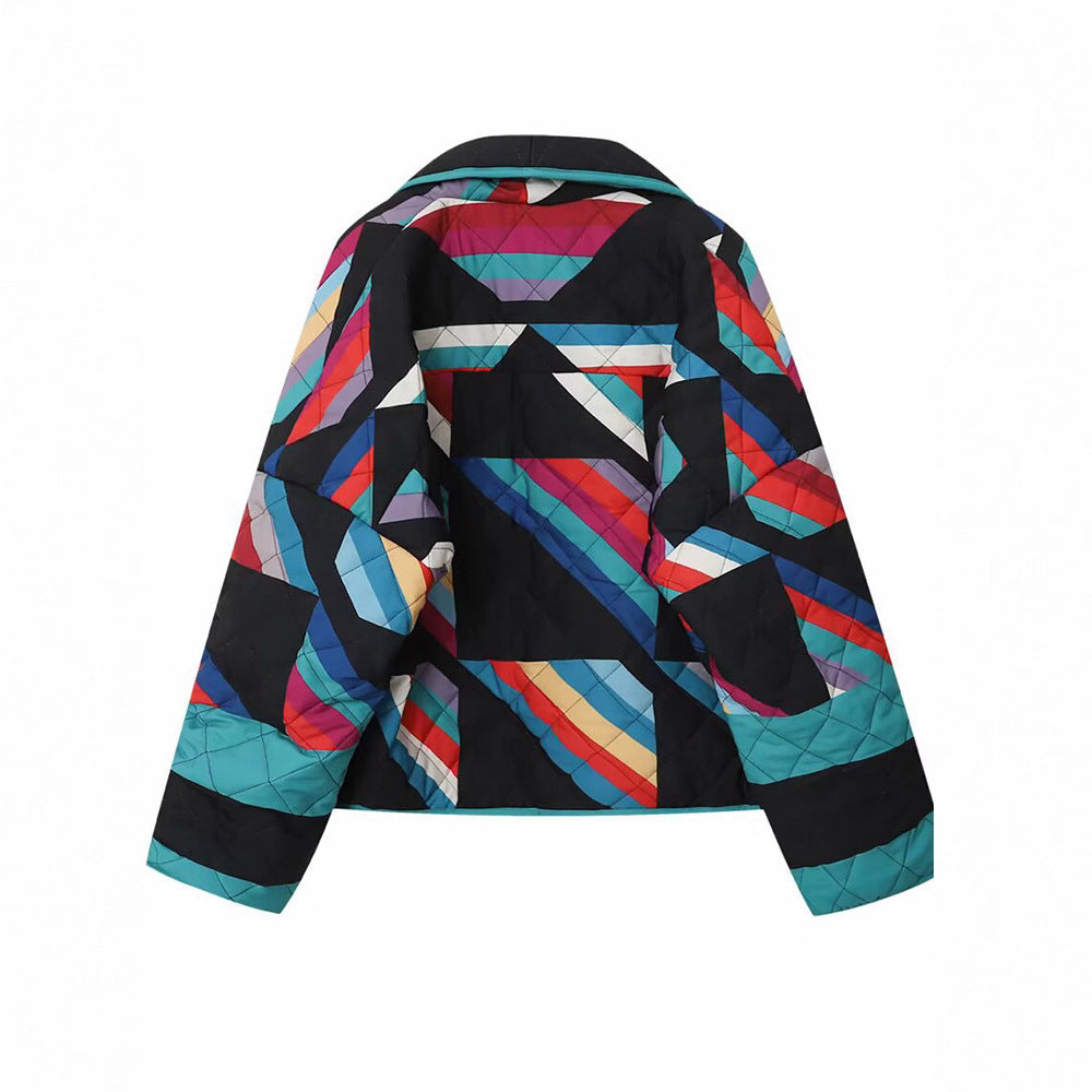 Dam gesteppt oversized hoodie jacka med färggd design Mirla-Eva Jonsson