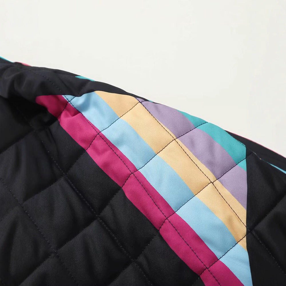 Dam gesteppt oversized hoodie jacka med färggd design Mirla-Eva Jonsson