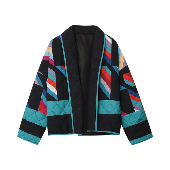 Dam gesteppt oversized hoodie jacka med färggd design Mirla-Eva Jonsson
