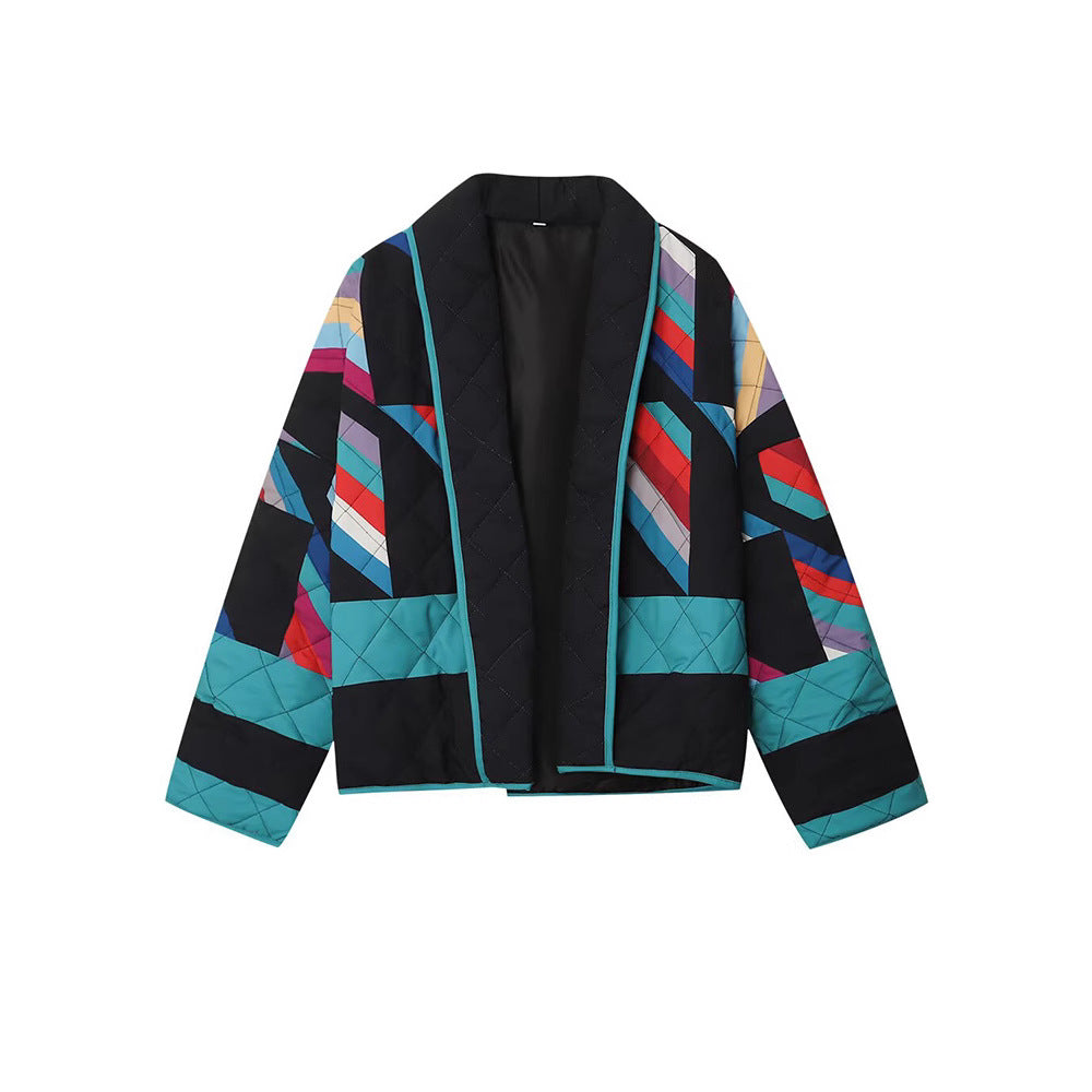 Dam gesteppt oversized hoodie jacka med färggd design Mirla-Eva Jonsson