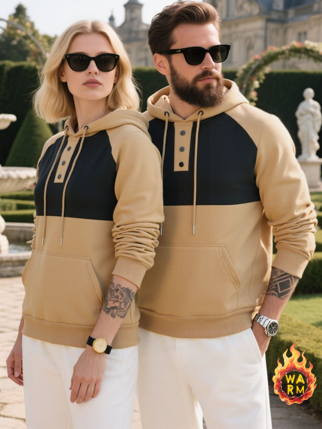 Dam gestreifer hoodie med knapplist Mirla-Eva Jonsson
