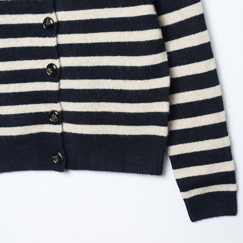 Dam gestrickad cardigan med vertikala ränder Mirla-Eva Jonsson