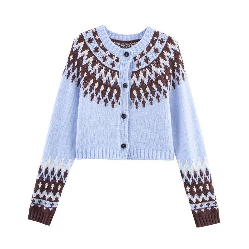 Dam gestrickad vinterjacka med traditionellt mönster och knappar Mirla-Eva Jonsson