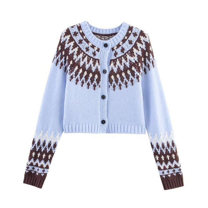 Dam gestrickad vinterjacka med traditionellt mönster och knappar Mirla-Eva Jonsson