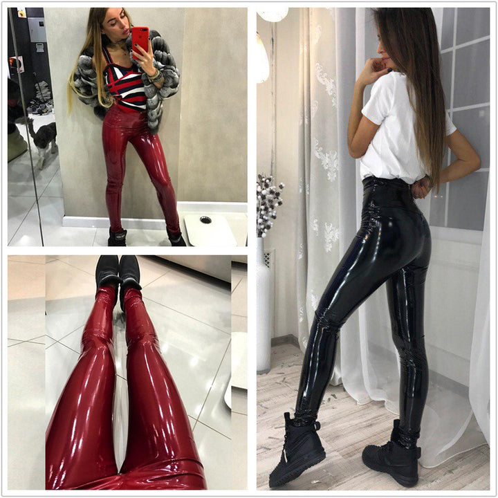Dam glänsande leggings med hög midja från Mirla-Eva Jonsson