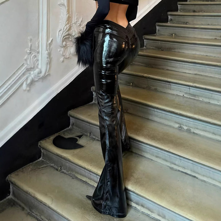 Dam high-gloss training pants with flared leg and elastic waist Mirla-Eva Jonsson