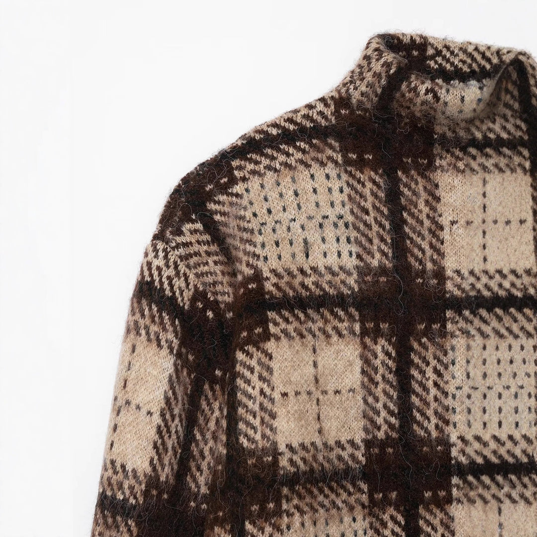 Dam högskuren sweatshirt med rutigt mönster Mirla-Eva Jonsson