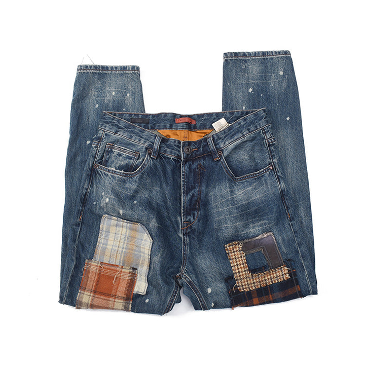 Dam jeans med kreativ patchwork-design och avslappnad passform Mirla-Eva Jonsson