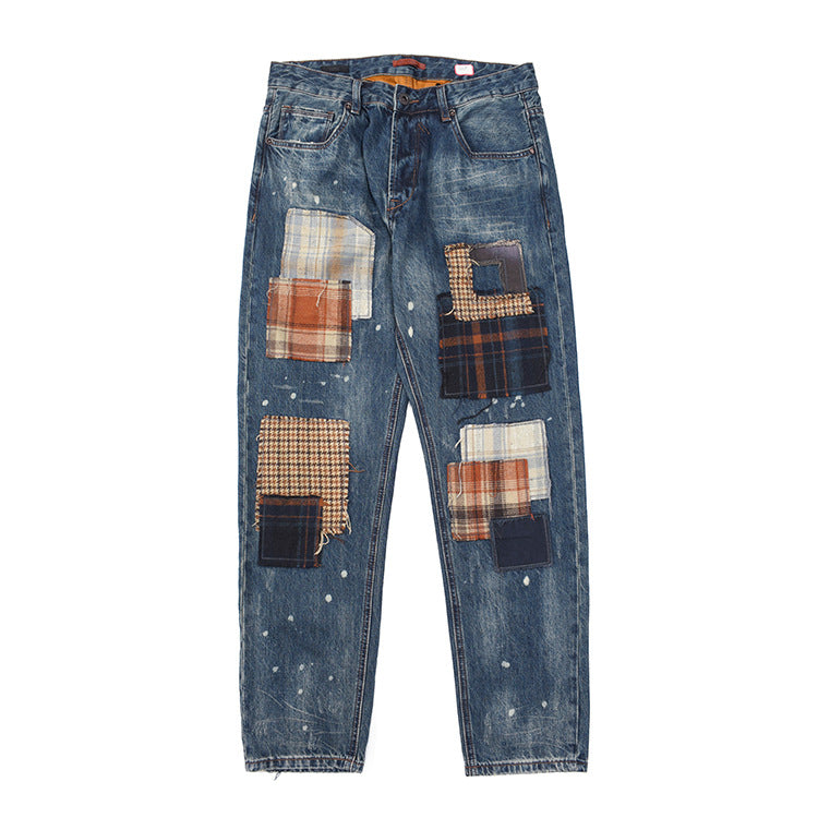 Dam jeans med kreativ patchwork-design och avslappnad passform Mirla-Eva Jonsson