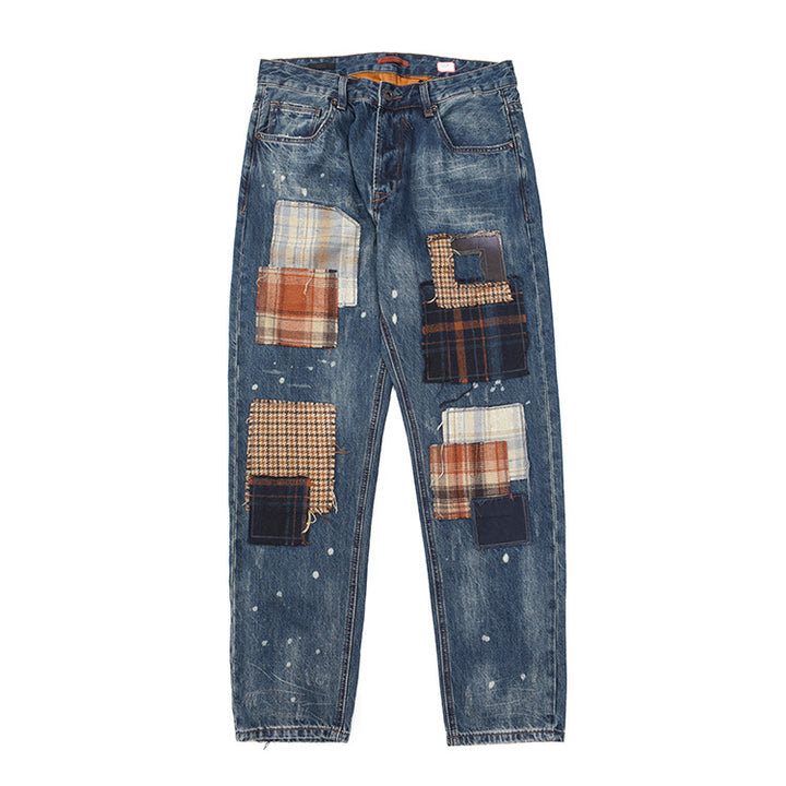 Dam jeans med kreativ patchwork-design och avslappnad passform Mirla-Eva Jonsson
