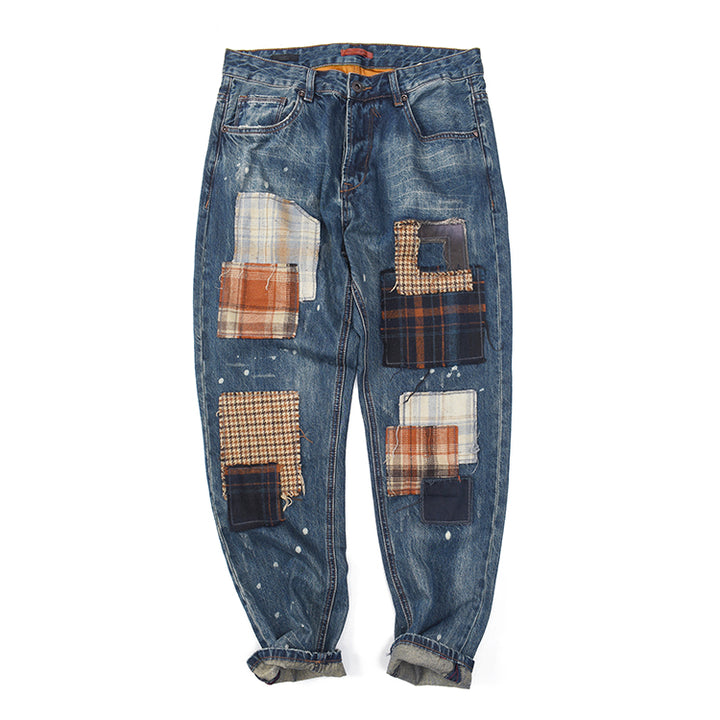 Dam jeans med kreativ patchwork-design och avslappnad passform Mirla-Eva Jonsson